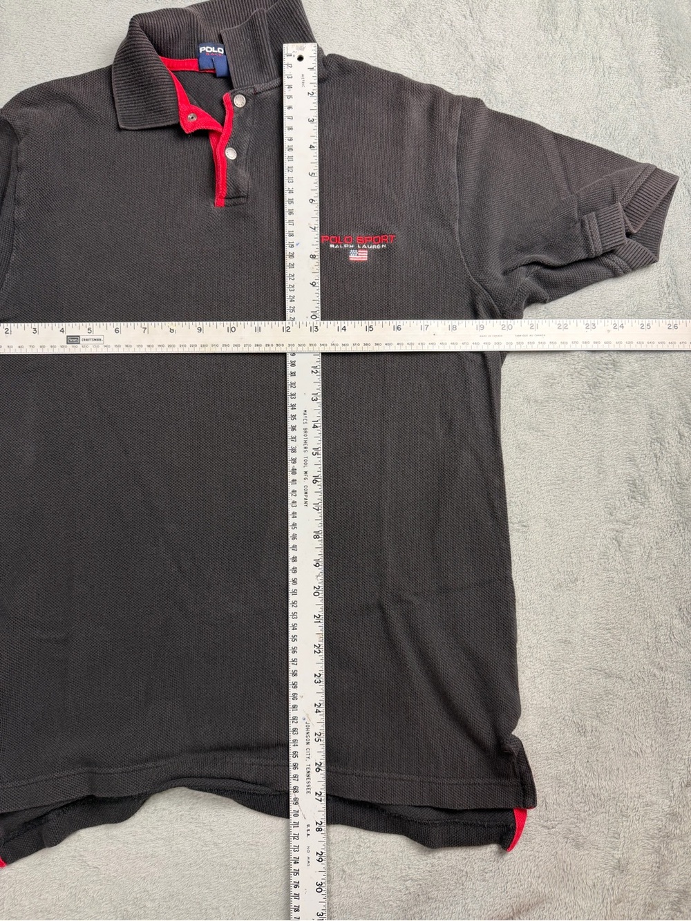 Polo by Ralph Lauren Black Polo Shirt with Red Trim - Picture 5 of 5